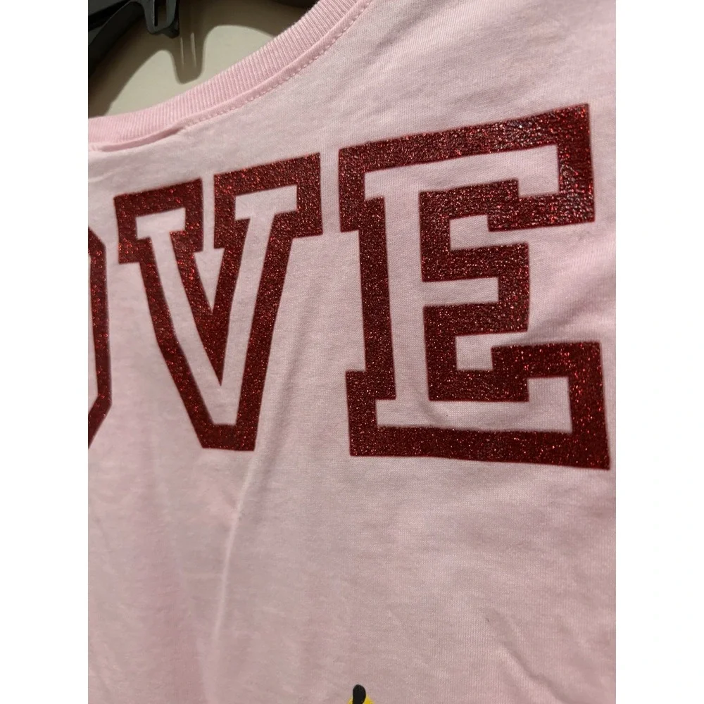 Justice Peanuts Snoopy Woodstock Pink Glitter Rhinestone T-Shirt Size 20 NWT